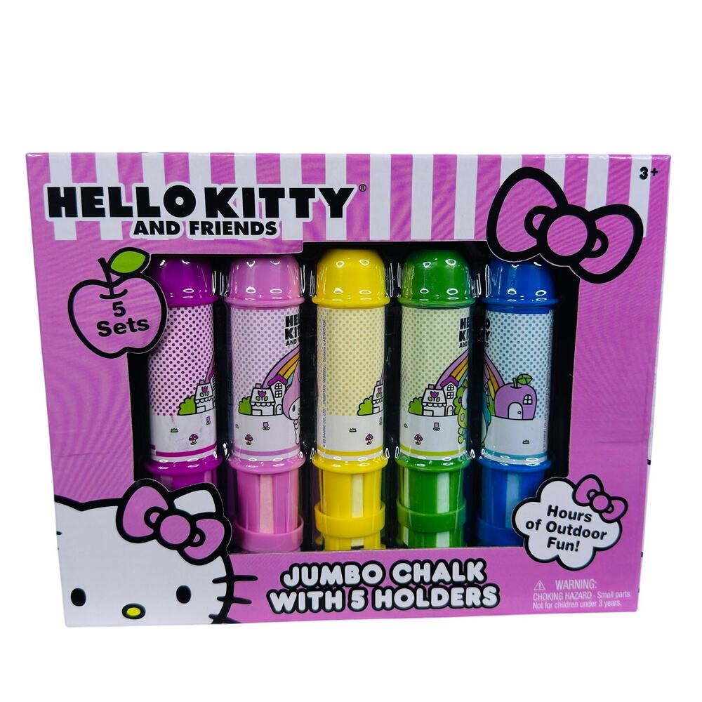 Sanrio‎ Hello Kitty and Friends Jumbo Chalk with Holders 5 Pack NIB